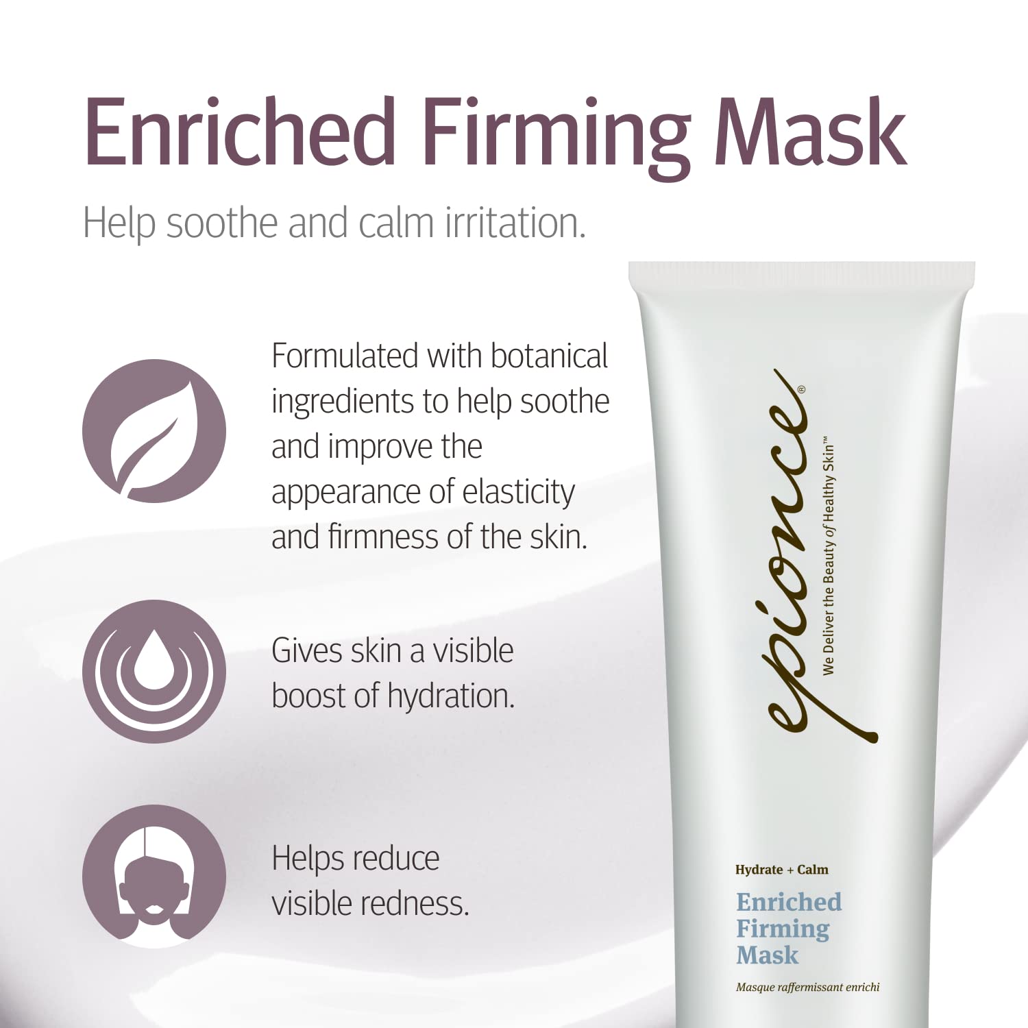 Open jar close-up of Epionce mask texture delivering rich, nourishing moisture