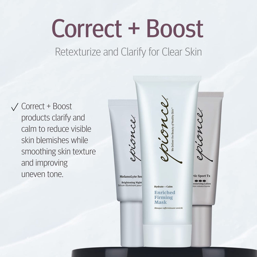 Close-up of Epionce label highlighting key moisturizing ingredients and benefits