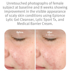 Epionce cleanser on hand being applied to show efficient makeup and oil removal