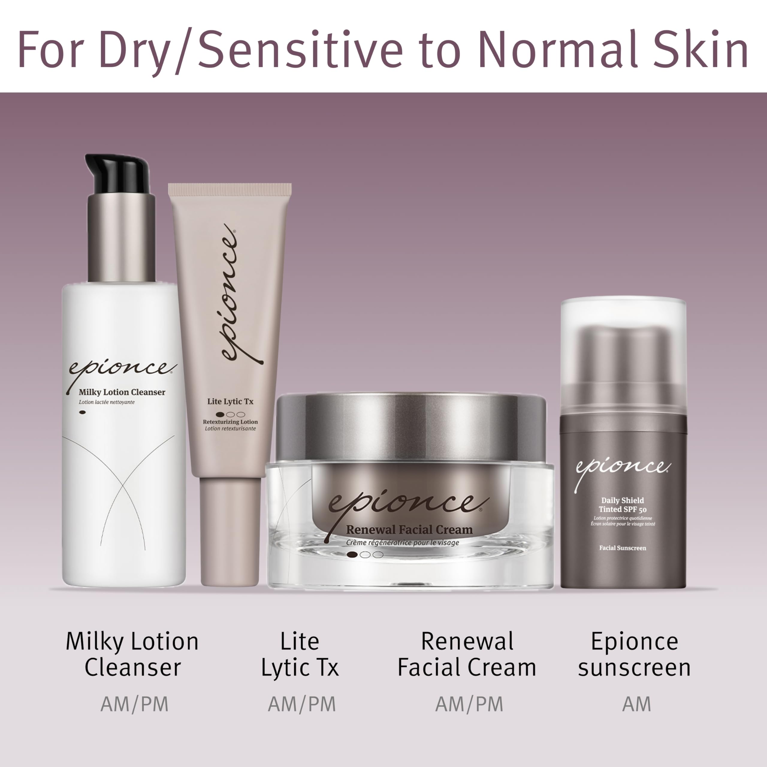 Daytime use of Epionce Renewal Facial Cream under sunscreen for hydrated protection