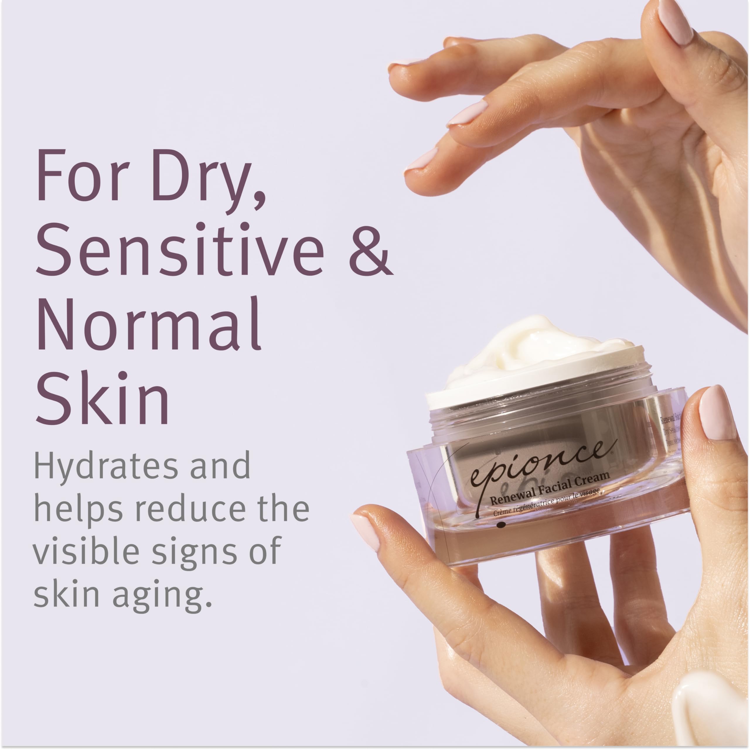 Epionce Renewal Facial Cream texture close-up demonstrating rich, absorbent hydration
