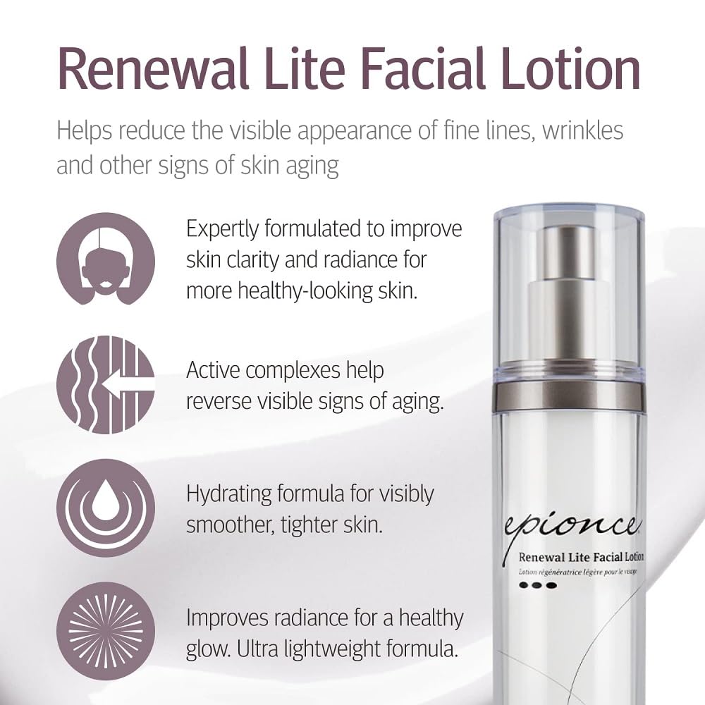 Close-up of Epionce Renewal Lite lotion texture highlighting lightweight hydration