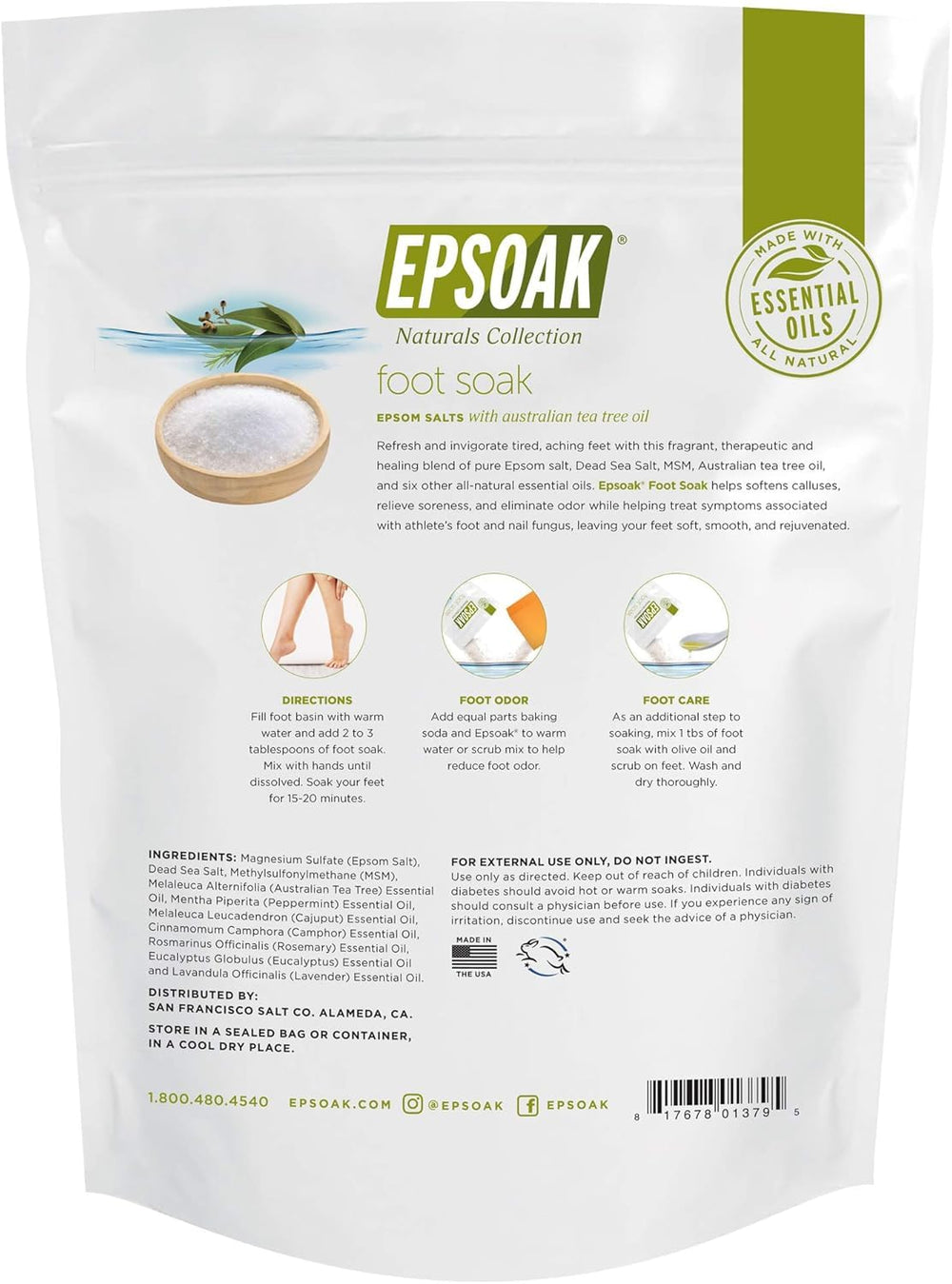 Bathroom spa scene with Epsoak bag showing calming self-care setting