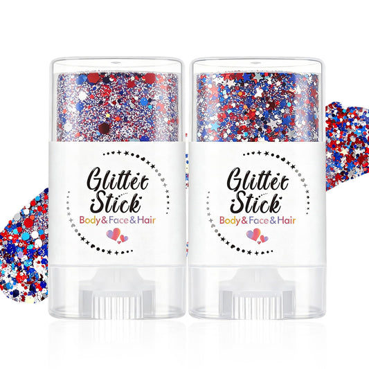 Eqimznv front packaging showing two patriotic glitter sticks and clear benefits