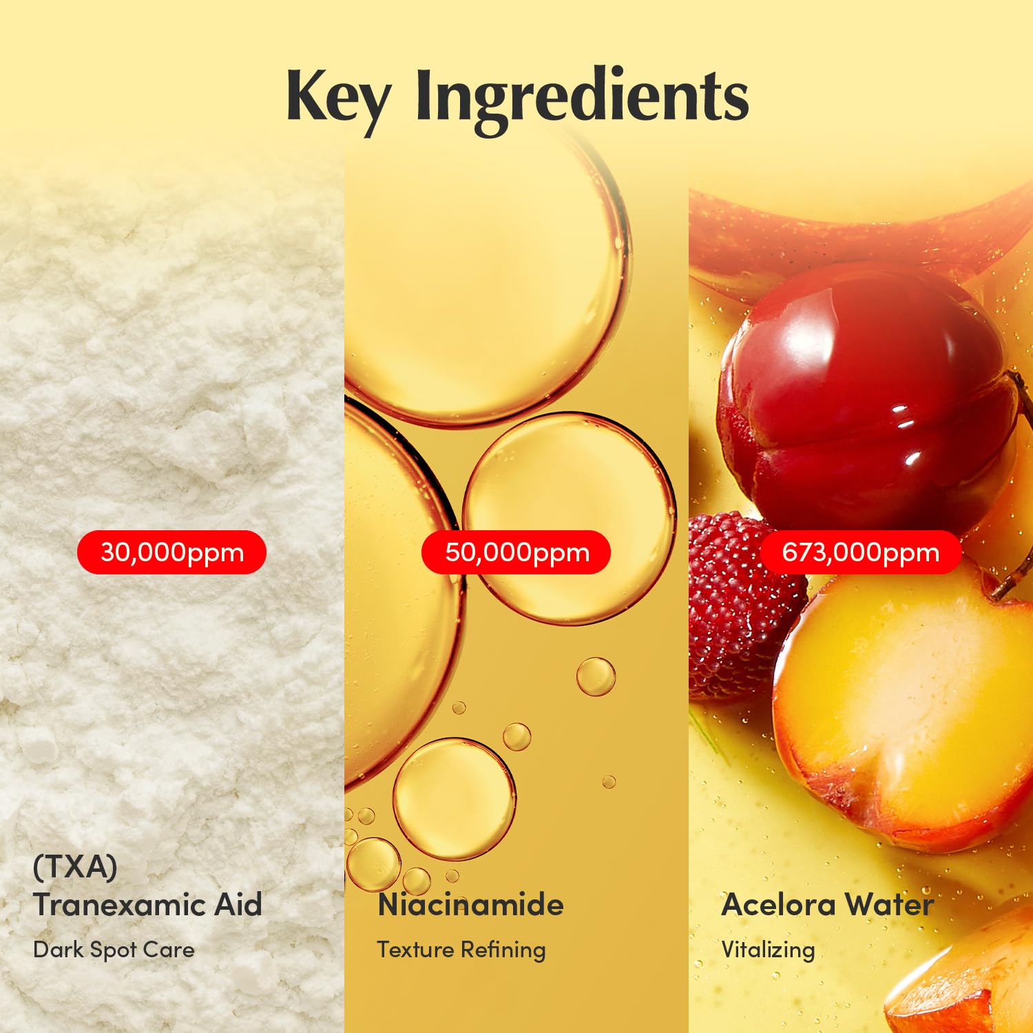 EQQUALBERRY product label highlighting key actives for brightening benefits