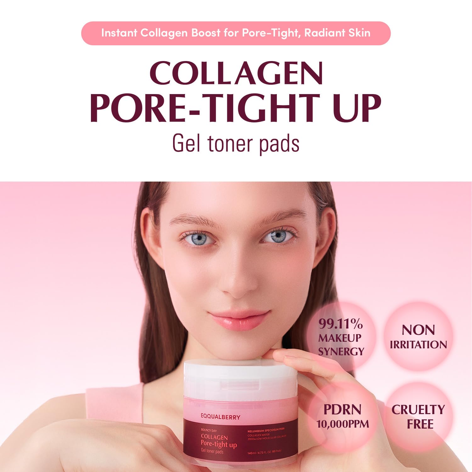 EQQUALBERRY open tub with stacked gel pads demonstrating convenience