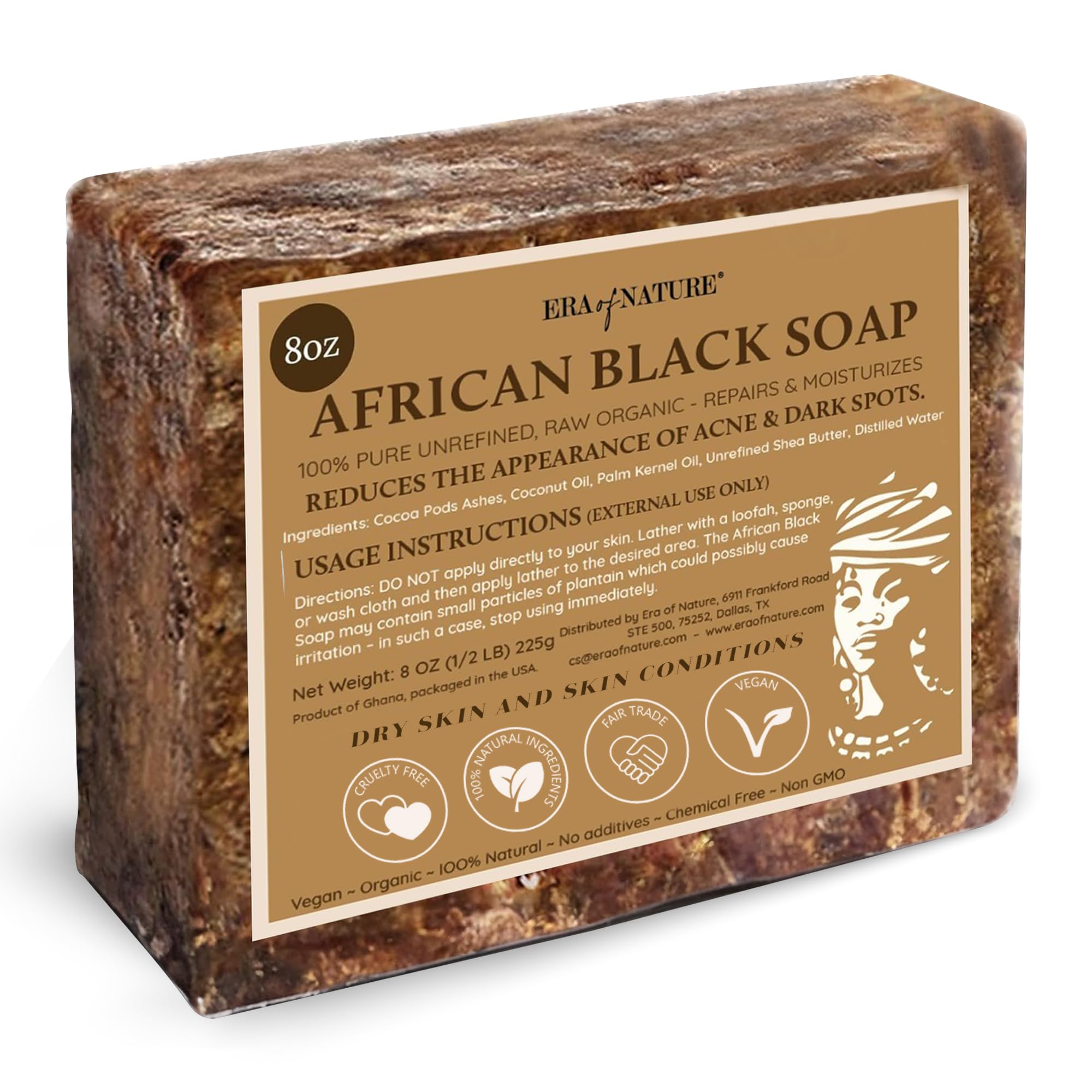 era of nature front block packaging showing authentic Ghana origin and natural benefit
