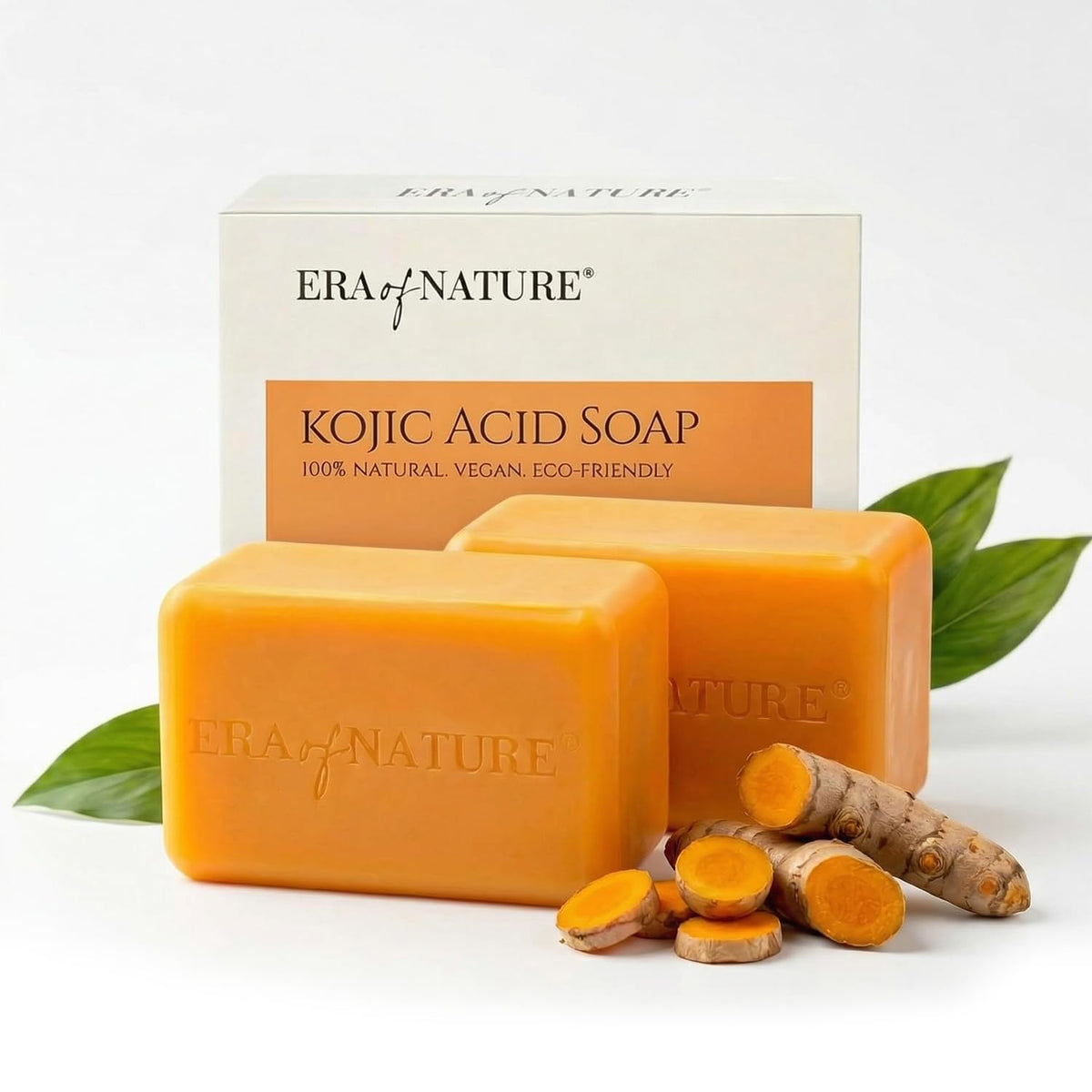 era of nature front packaging showing brightening soap benefits and two bars