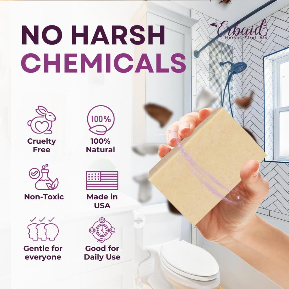 Erbaid bar on bathroom shelf suggesting everyday, calming use