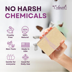 Erbaid bar lathering in hand to demonstrate gentle cleansing