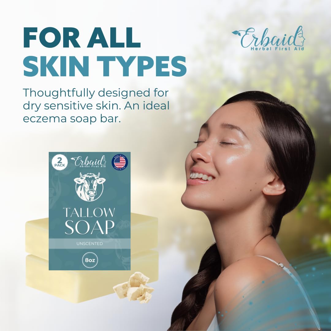 Erbaid soap on bathroom shelf in lifestyle scene suggesting everyday gentle use