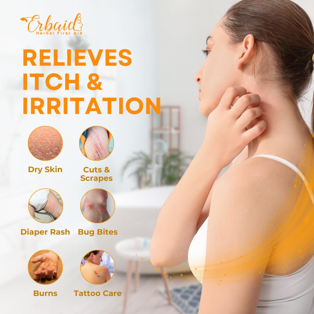 Erbaid calendula stick gliding on hand demonstrating mess-free application and precise coverage