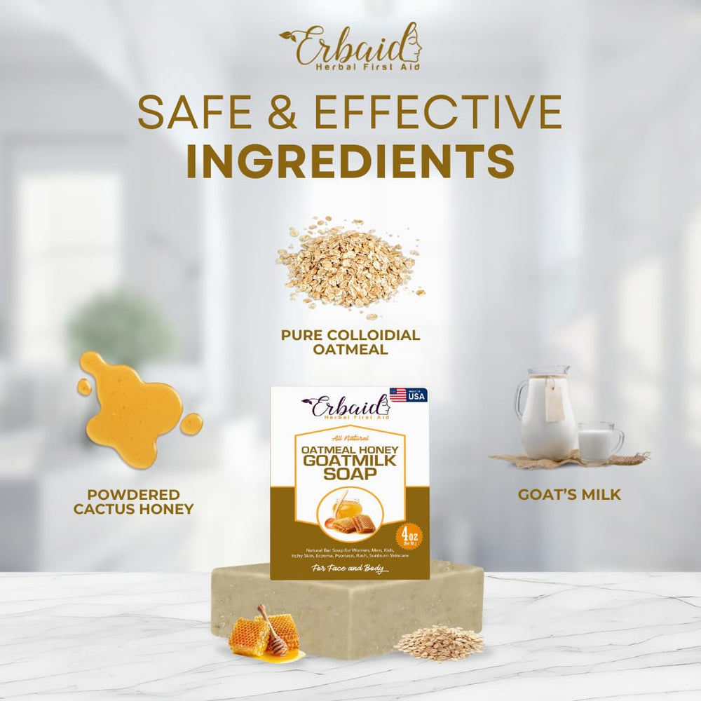 Erbaid ingredients bowl with cactus honey and oats showing natural formulation benefit