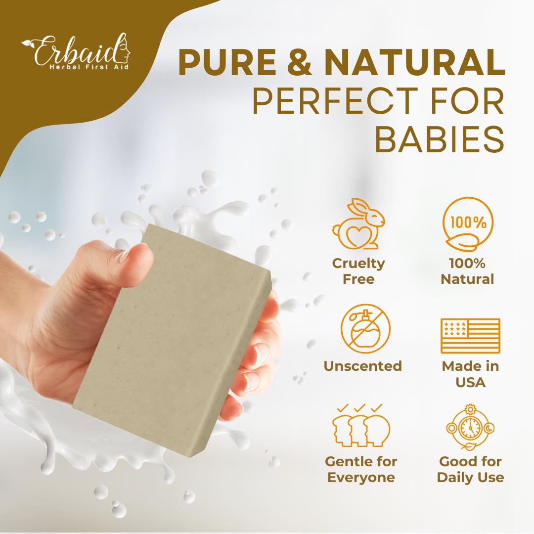 Erbaid label detail with patchouli and vanilla indicating soothing aroma benefit