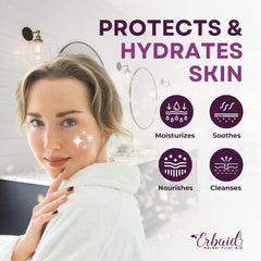Erbaid lather on hand demonstrating gentle cleansing and hydration