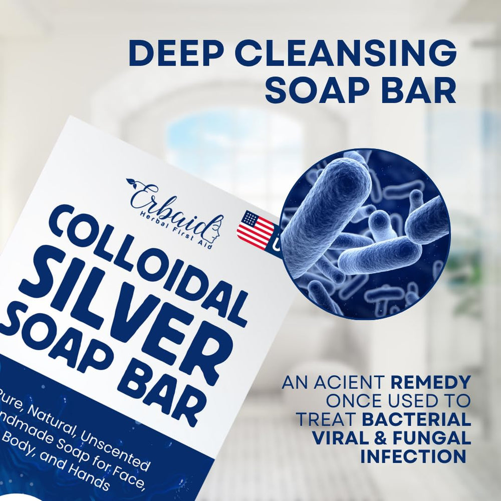 Erbaid soap in shower setting showing unscented bar suitable for sensitive skin