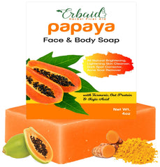 Erbaid papaya soap front bar showing clean packaging and benefits