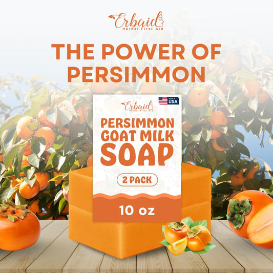 Erbaid persimmon soap close up texture highlighting creamy goat milk lather