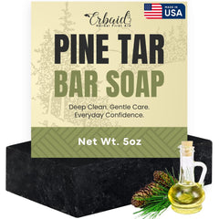 Erbaid front packaging showing pine tar soap and natural ingredients for soothing cleanse