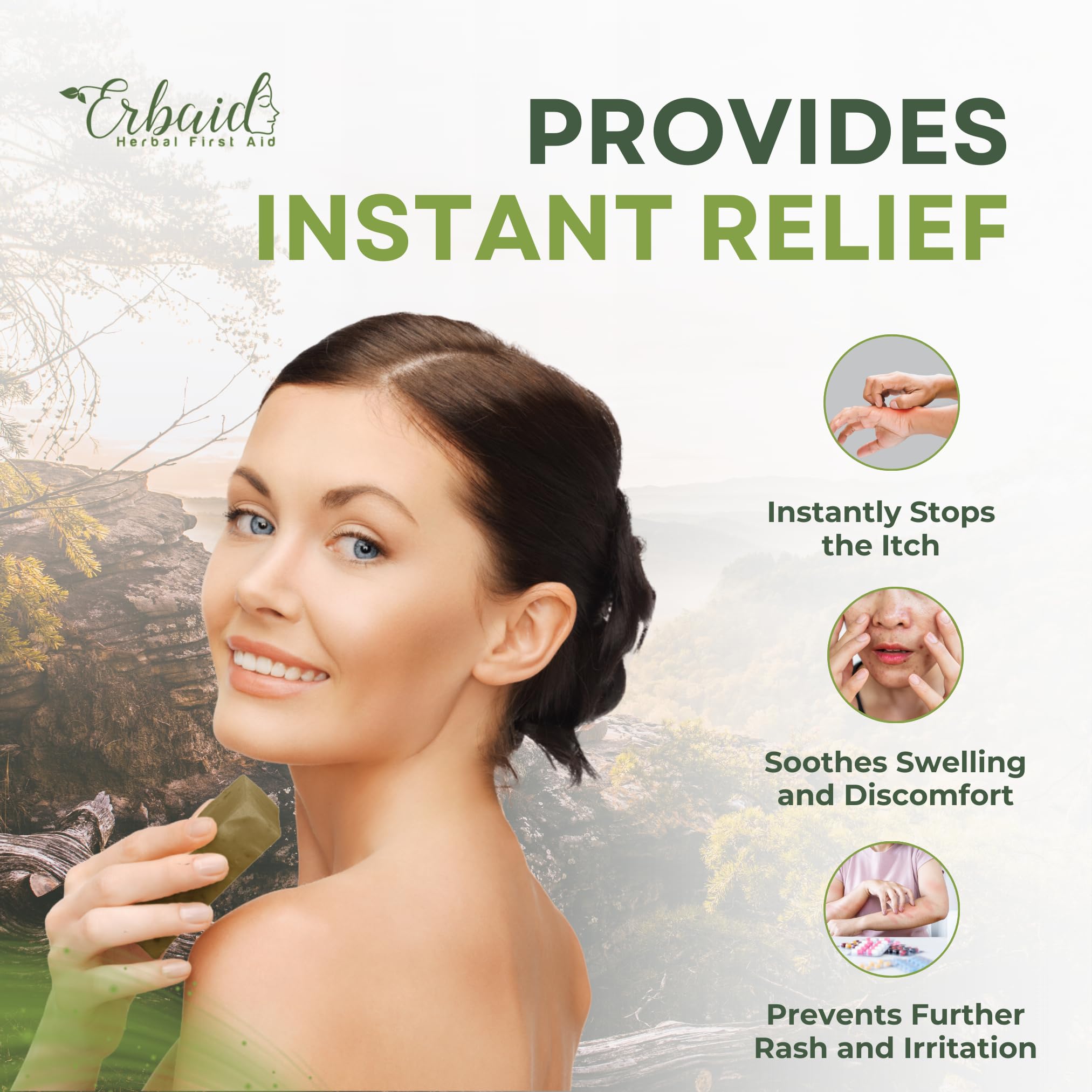 Erbaid soap bar close-up highlighting texture and natural ingredients for gentle cleansing