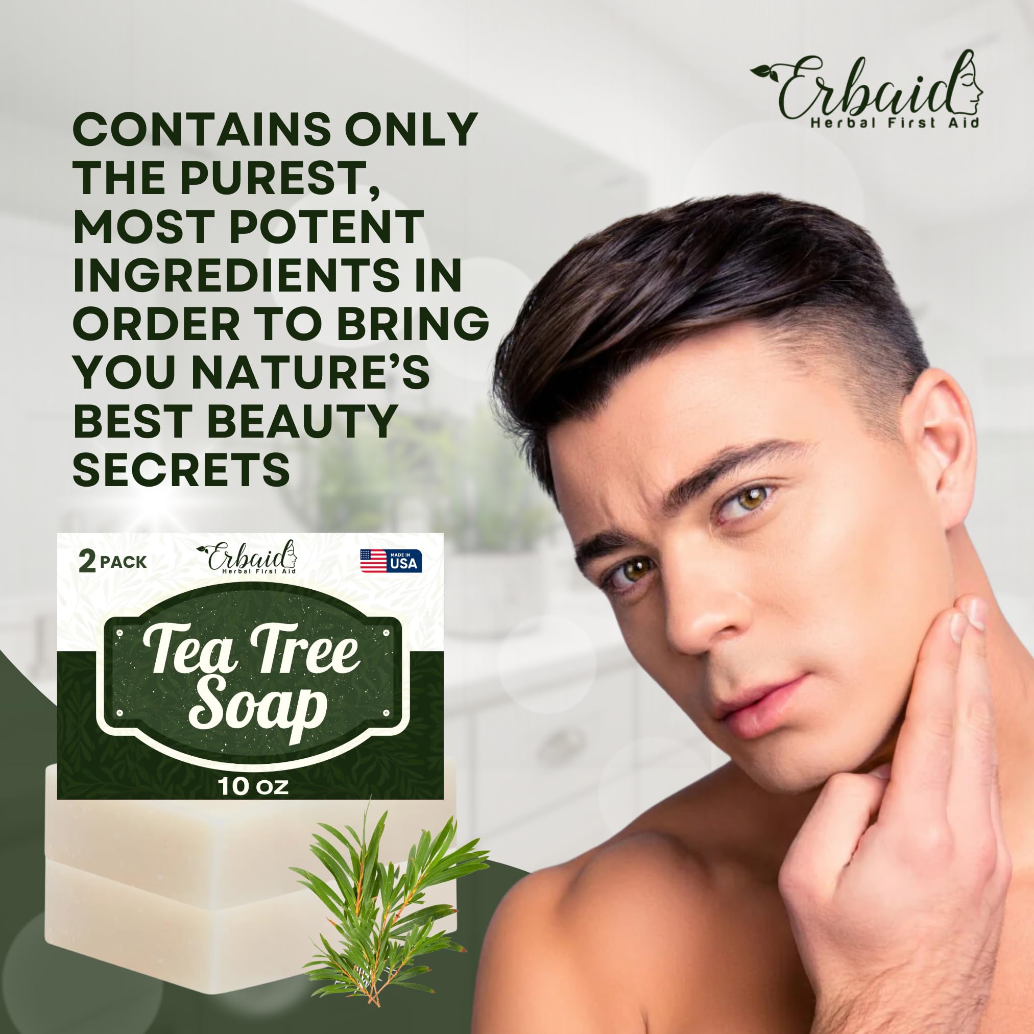 Erbaid soap placed in bathroom setting for everyday routine
