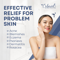 Erbaid soap in hand during shower to show easy lathering and soothing use
