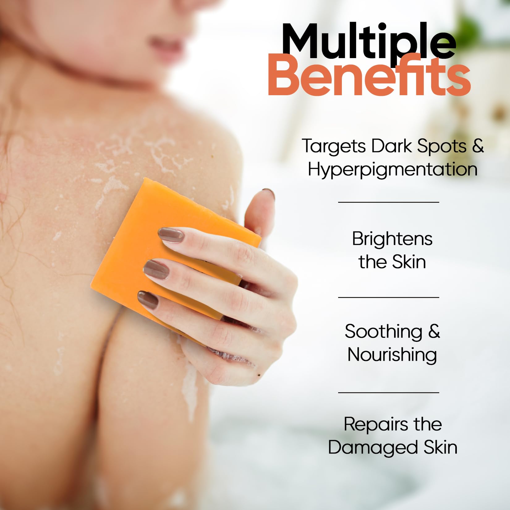 Erbaid soap lathered in hand demonstrating gentle cleansing action
