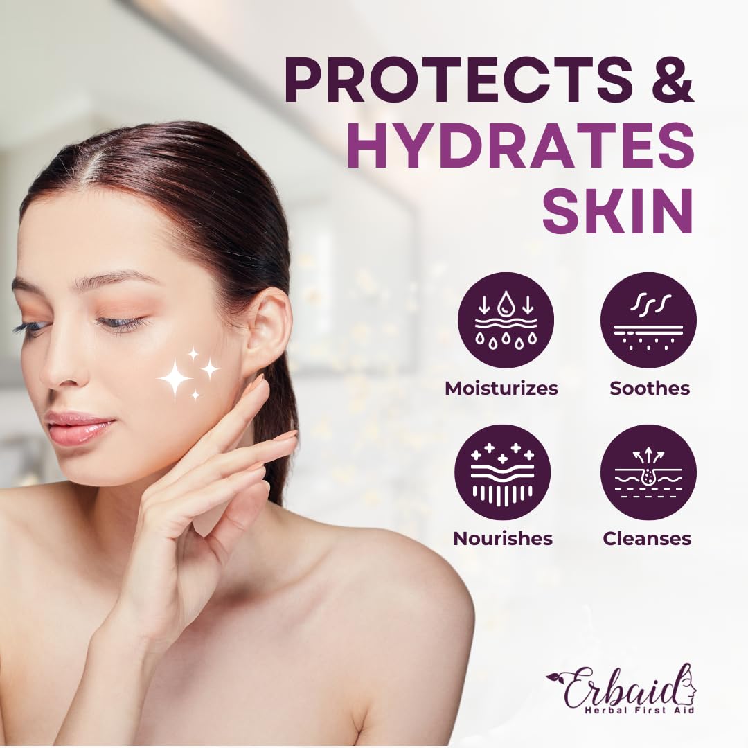 Erbaid soap split to reveal creamy goat-milk interior for hydration