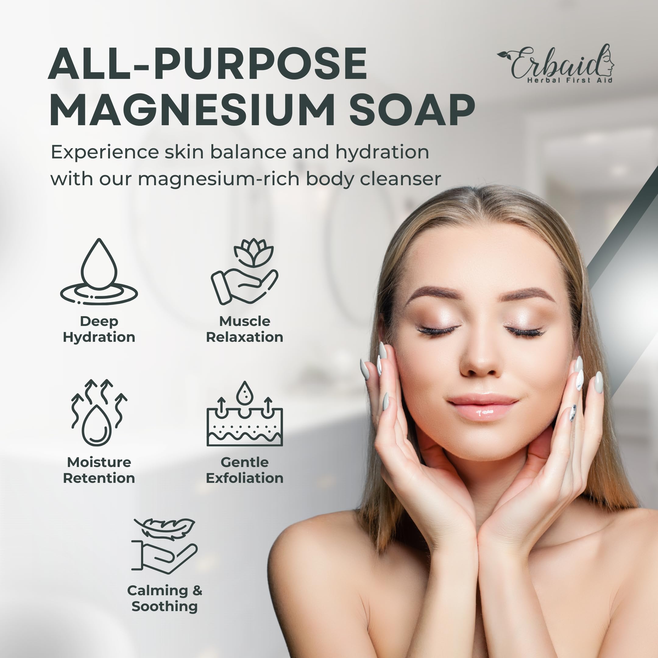 Erbaid soap texture close-up revealing gentle exfoliation and creamy feel