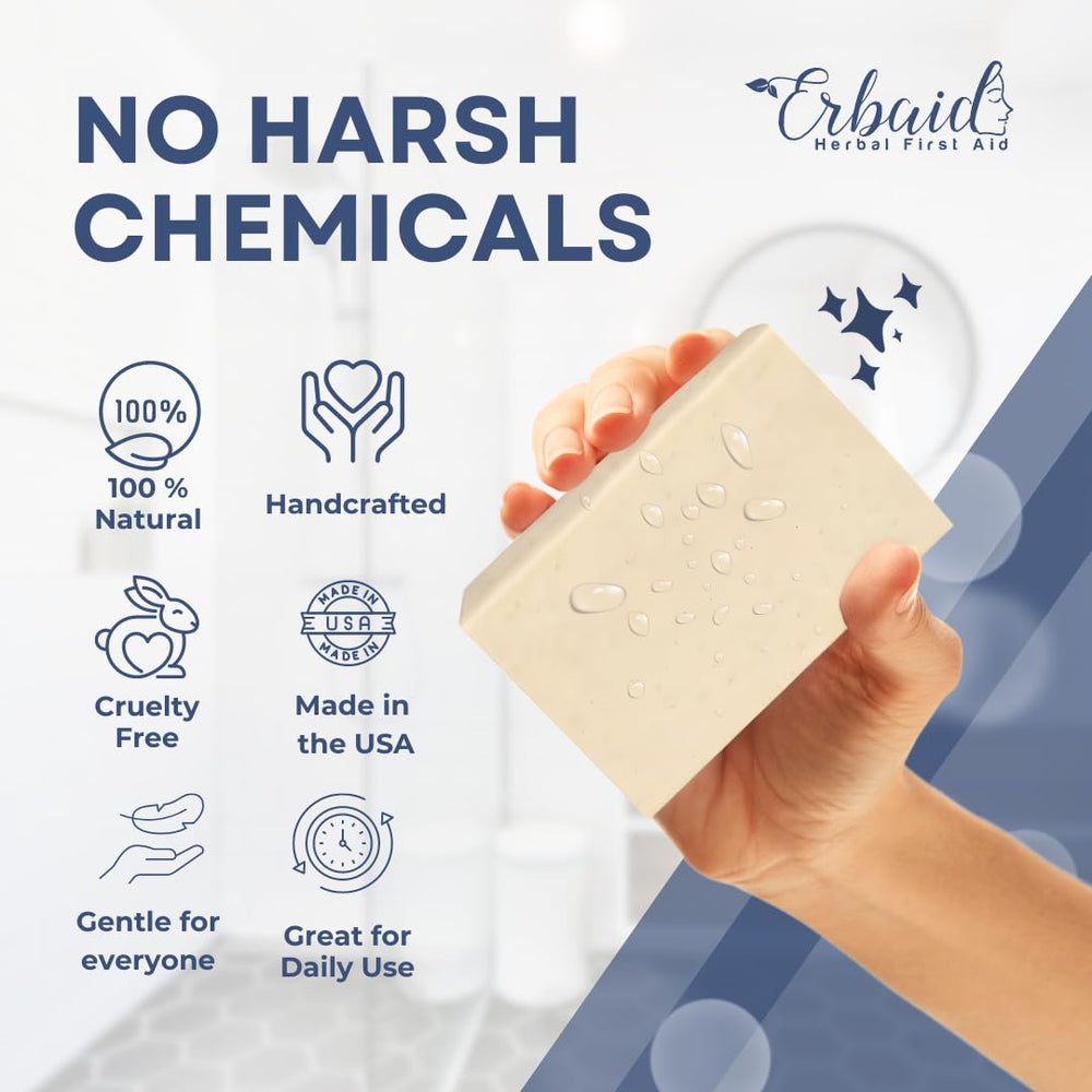 Erbaid in-use in shower with hands lathering to show gentle daily cleansing