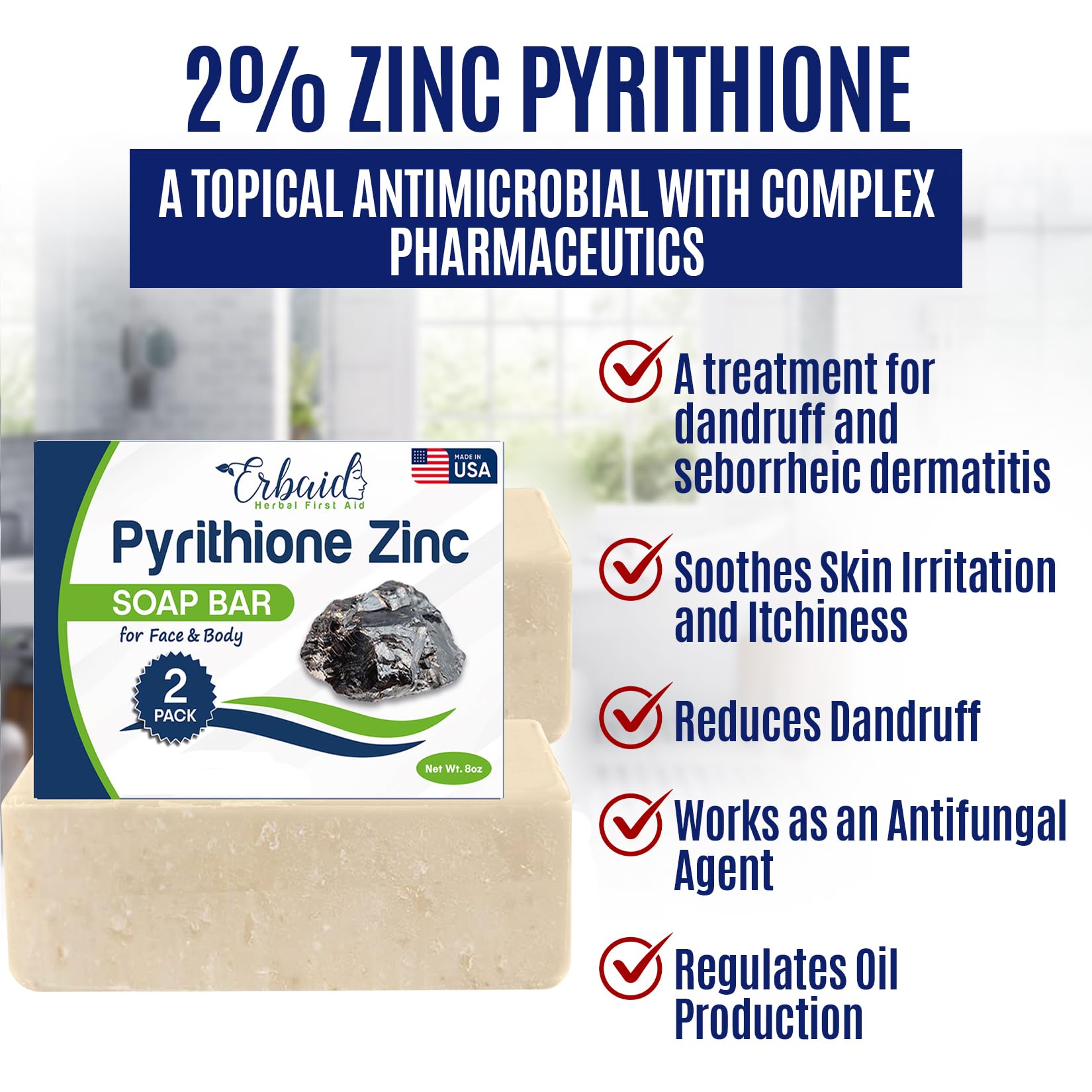erbaid zinc soap used by woman washing face for balanced, refreshed skin