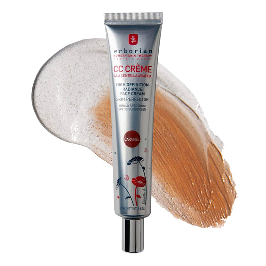 Erborian CC Cream front packaging showing brand and shade, evens complexion