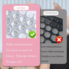 ERRECI keyboard bubble in use with long nail demonstrating smoother typing