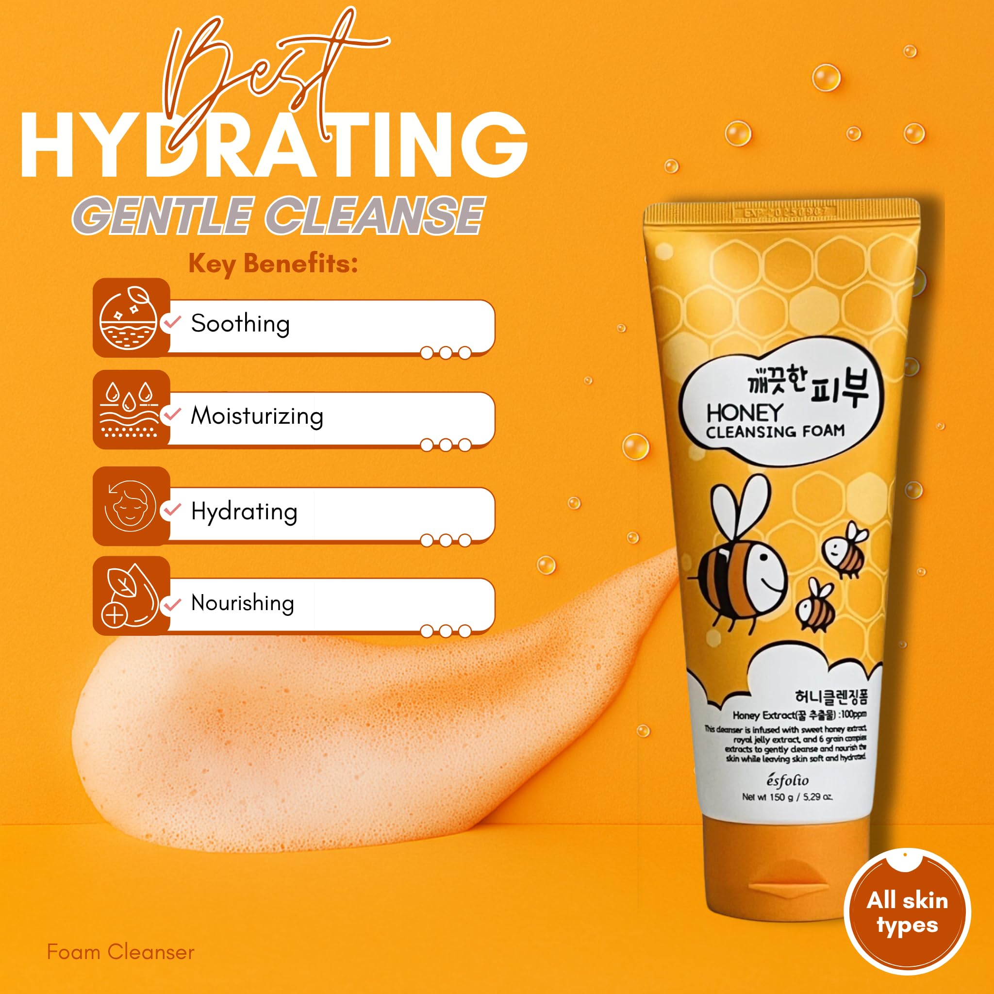 esfolio showing rich foam lather for gentle deep cleansing