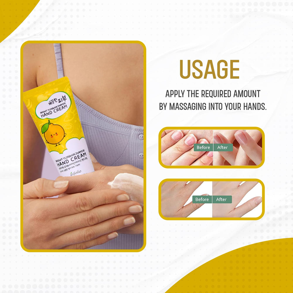 esfolio yuja cream beside common items to show 100ml size and portable benefit