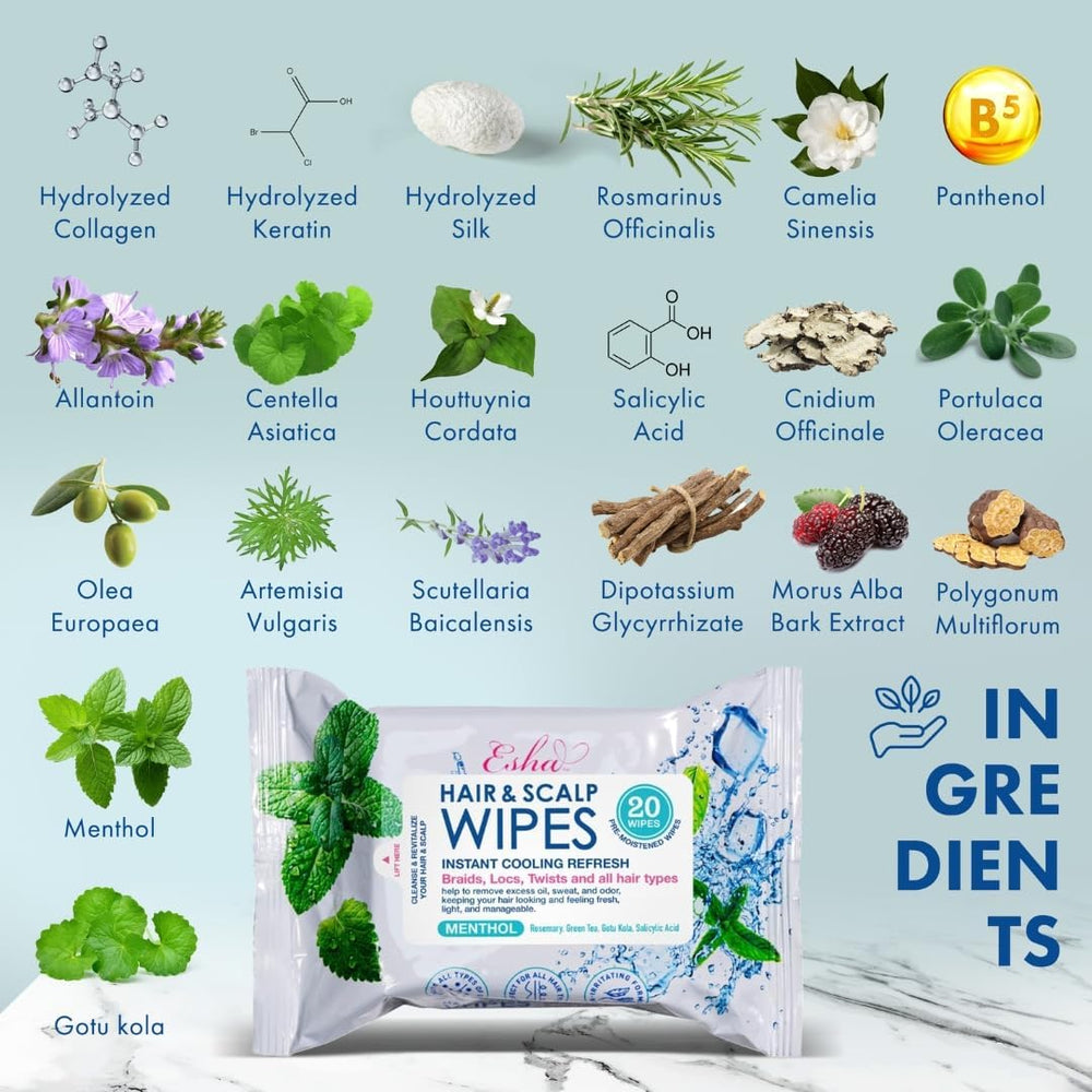 Esha wipe refreshing braided hair for quick clean feel