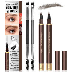 Espoce front packaging showing two ash brown pens and brushes for convenience