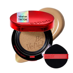 Espoir compact open showing cushion and mirror for quick application benefit