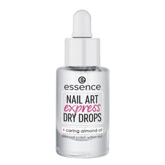 Essence Cosmetics product front packaging showing clear bottle and label, fast application benefit