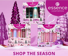 Essence Cosmetics lifestyle image at winter party showing festive shine and styling benefit