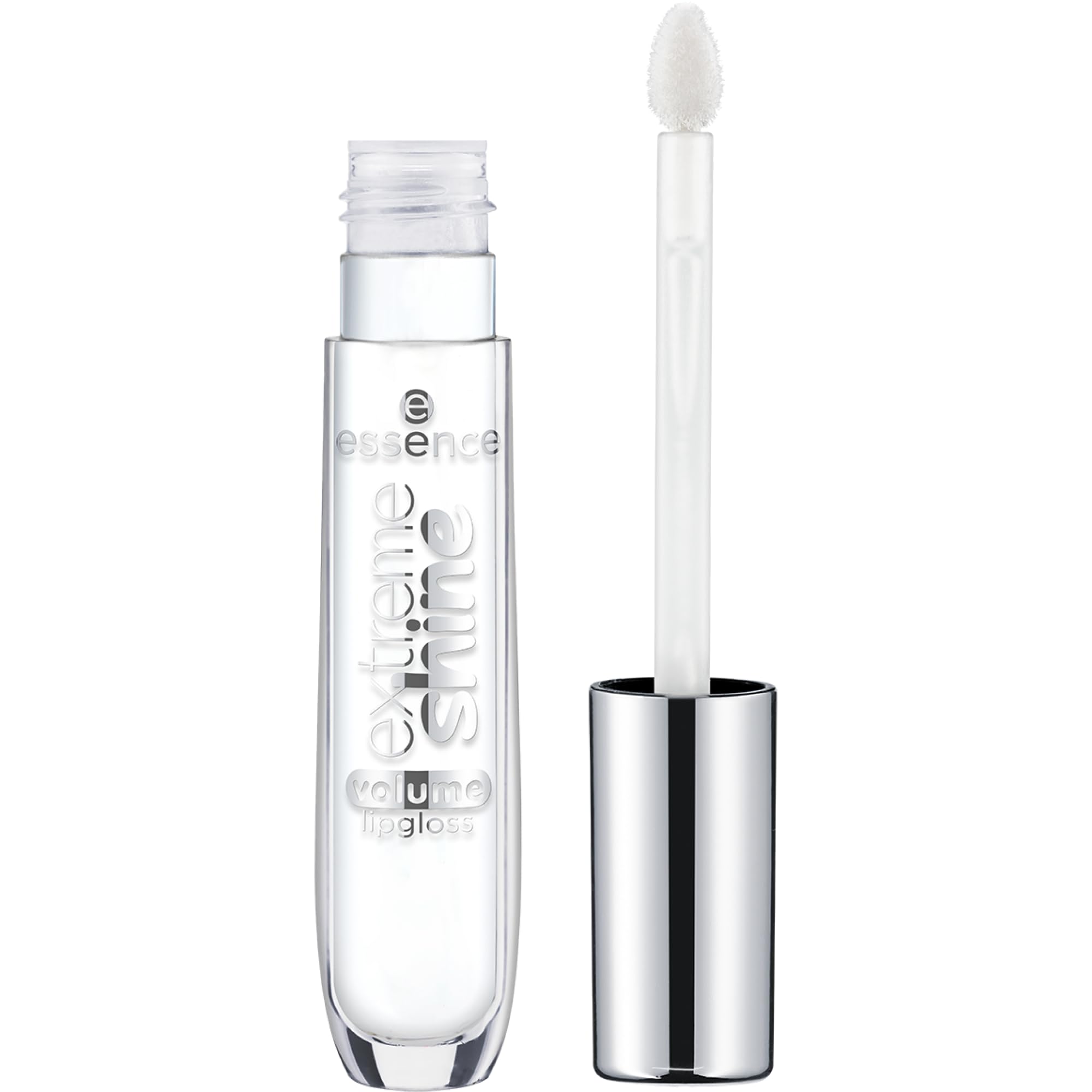 Essence Cosmetics lip before and after showing enhanced shine and fuller-look benefit