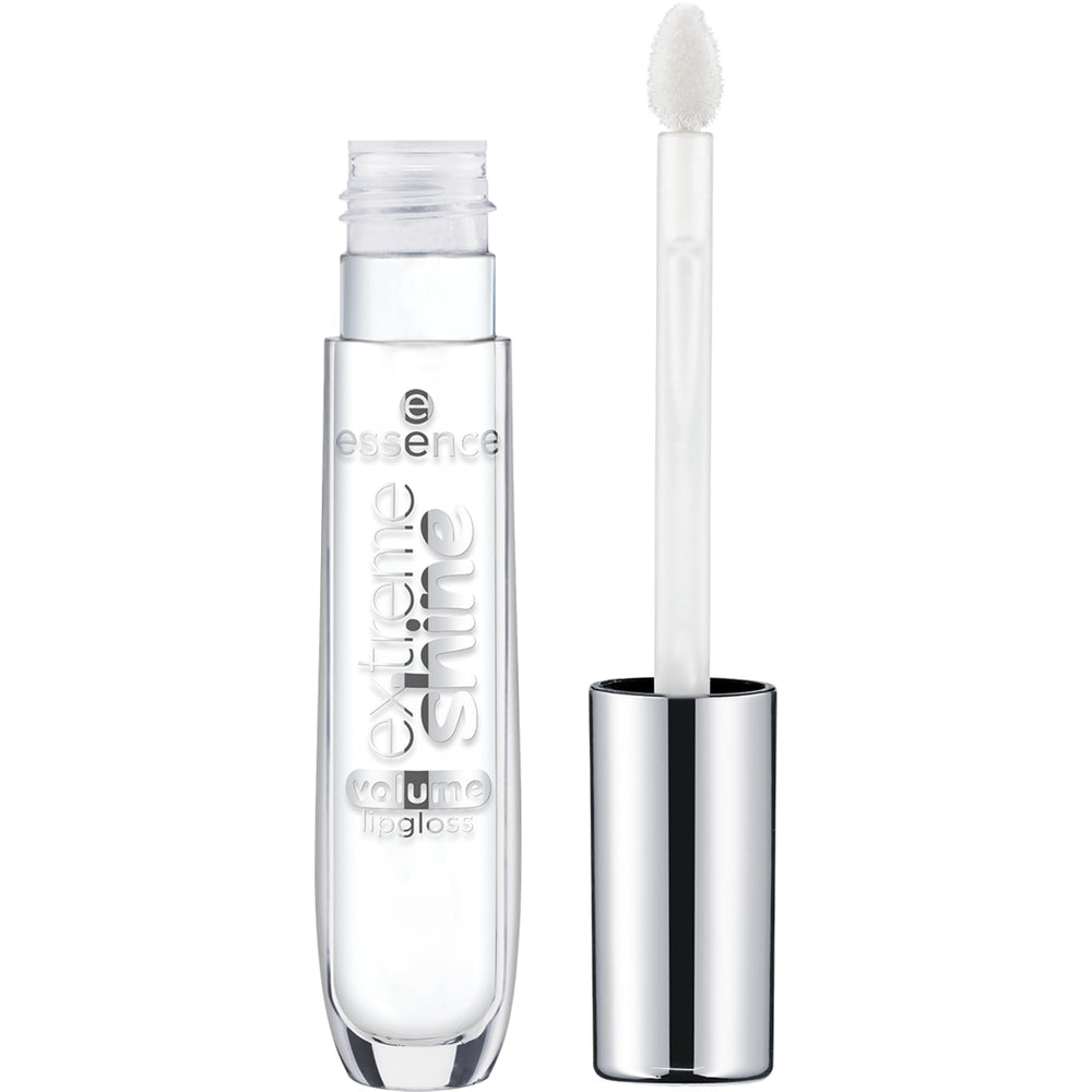 Essence Cosmetics lip before and after showing enhanced shine and fuller-look benefit