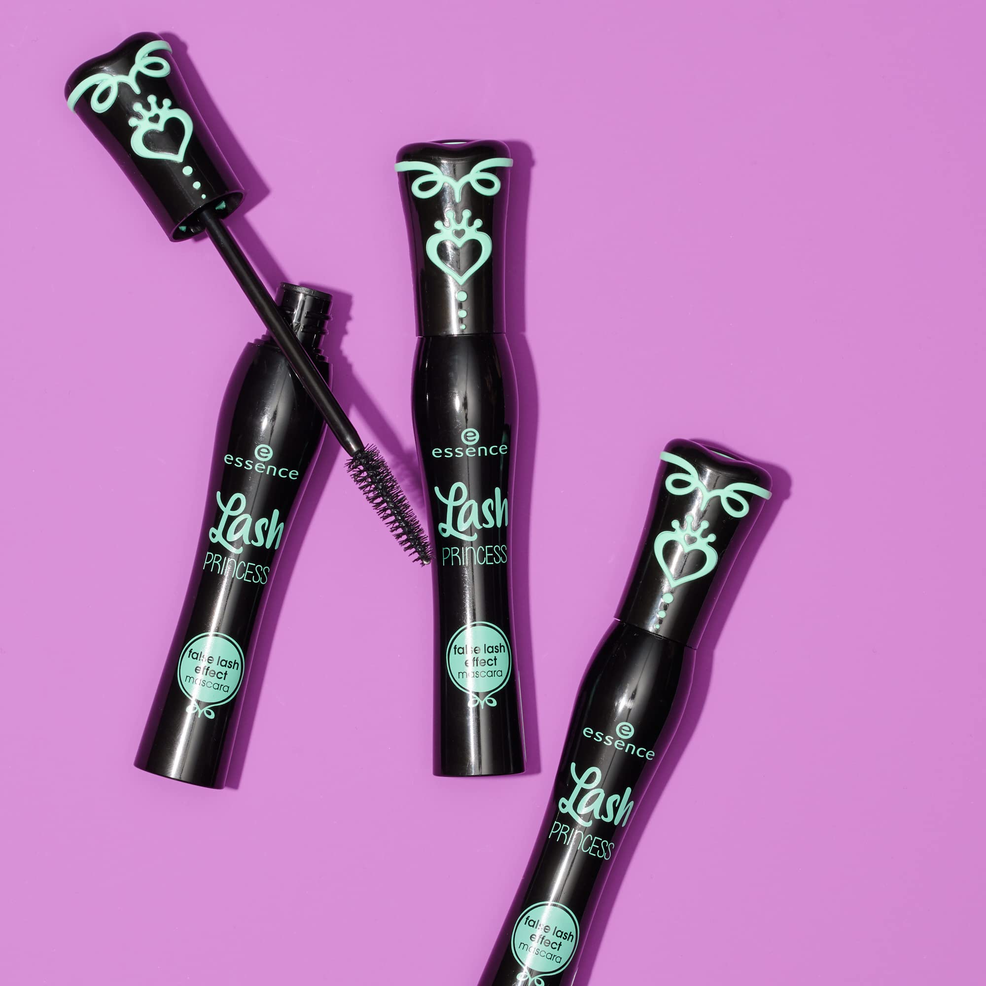Essence Lash Princess mascara applied on model lashes for dramatic volume