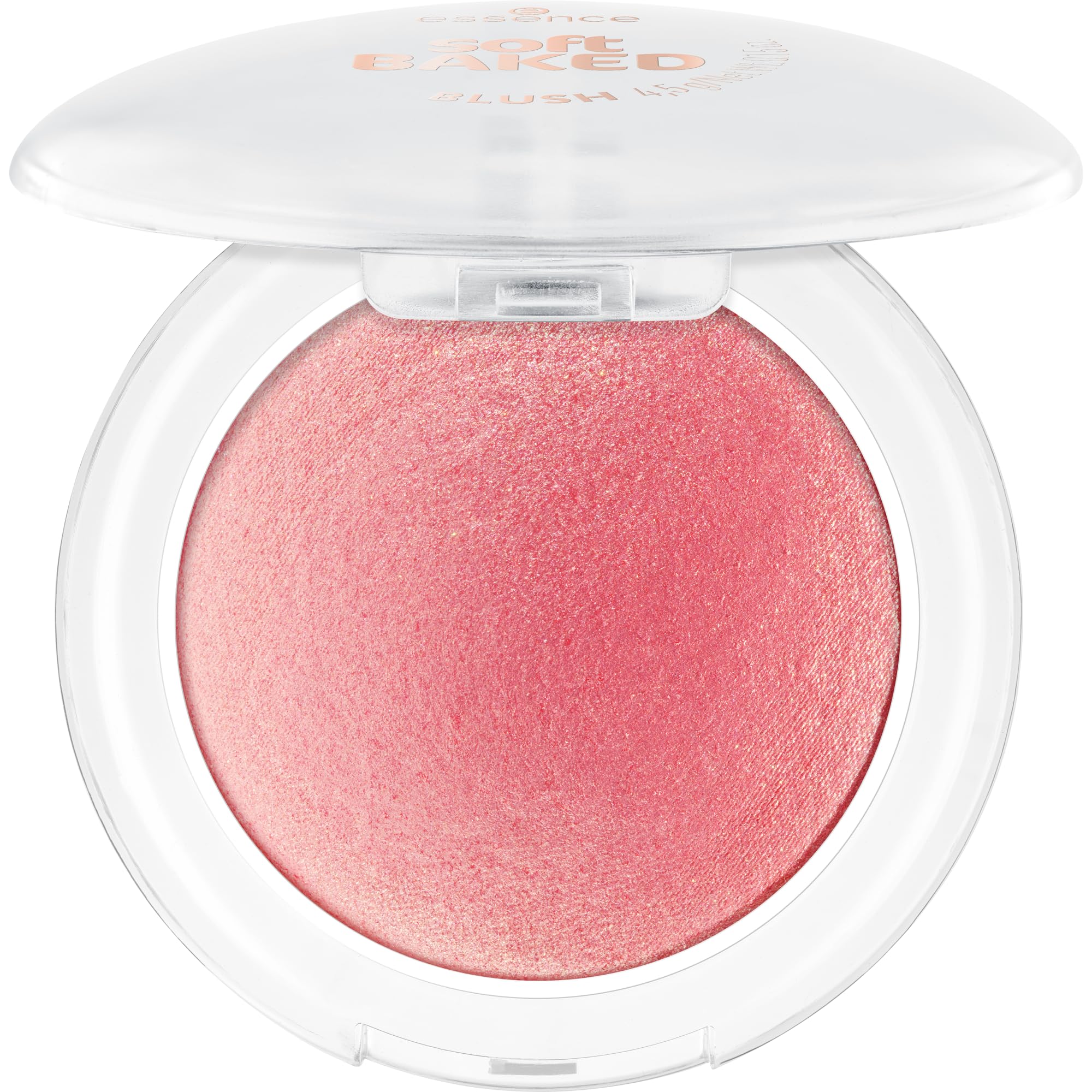 Essence Cosmetics close-up of baked blush texture highlighting silky finish