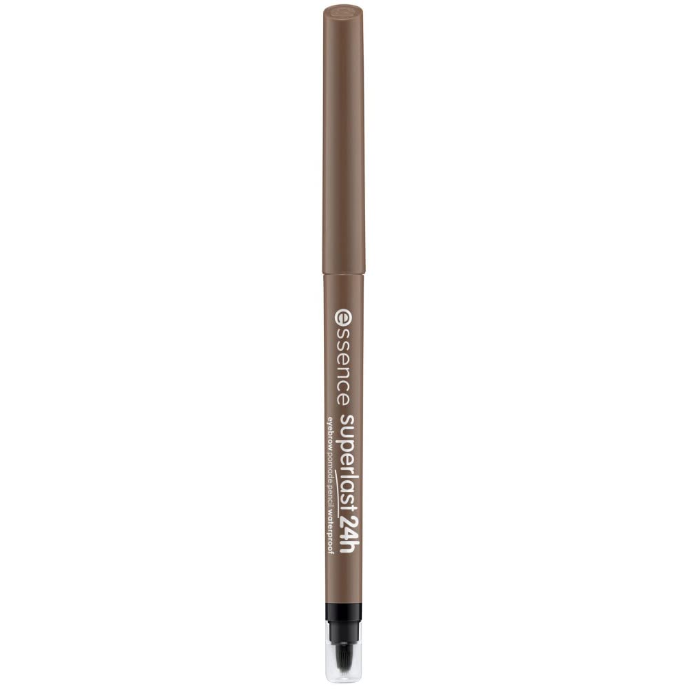Essence Superlast pencil tip and silicone spoolie close-up for precise shaping