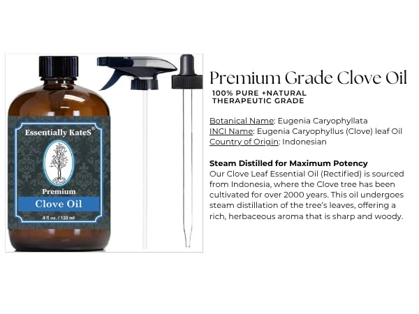 Essentially KateS label close-up highlighting botanical name and premium steam-distilled benefit
