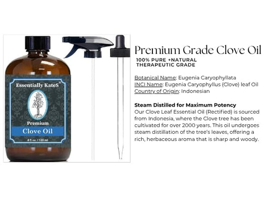 Essentially KateS label close-up highlighting botanical name and premium steam-distilled benefit