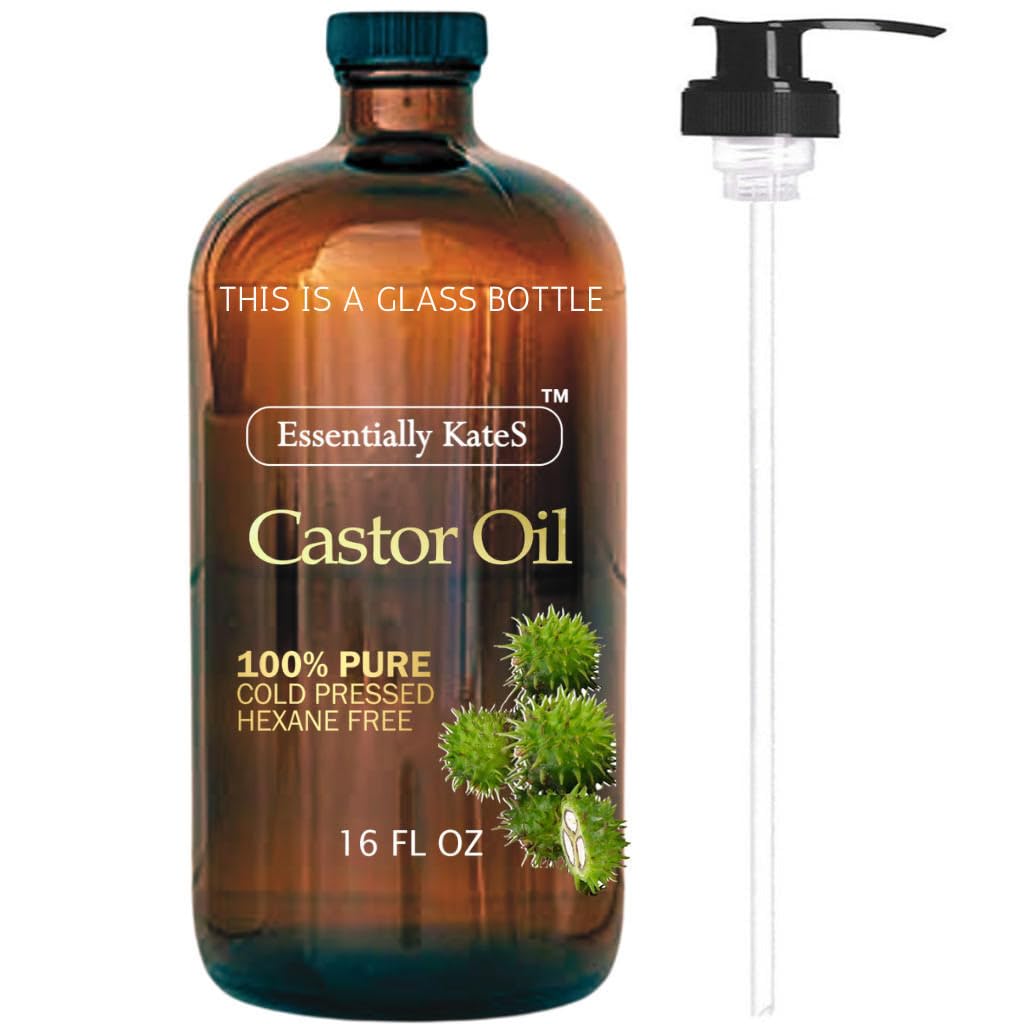 Essentially KateS amber glass bottle front showing pump and brand, safe packaging benefit