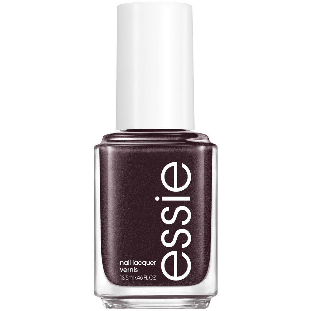 essie bottle front view showing neutral brown shade and glossy finish