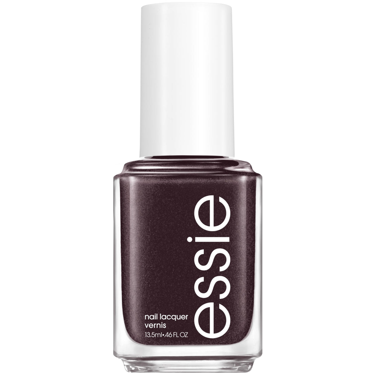 essie bottle front view showing neutral brown shade and glossy finish